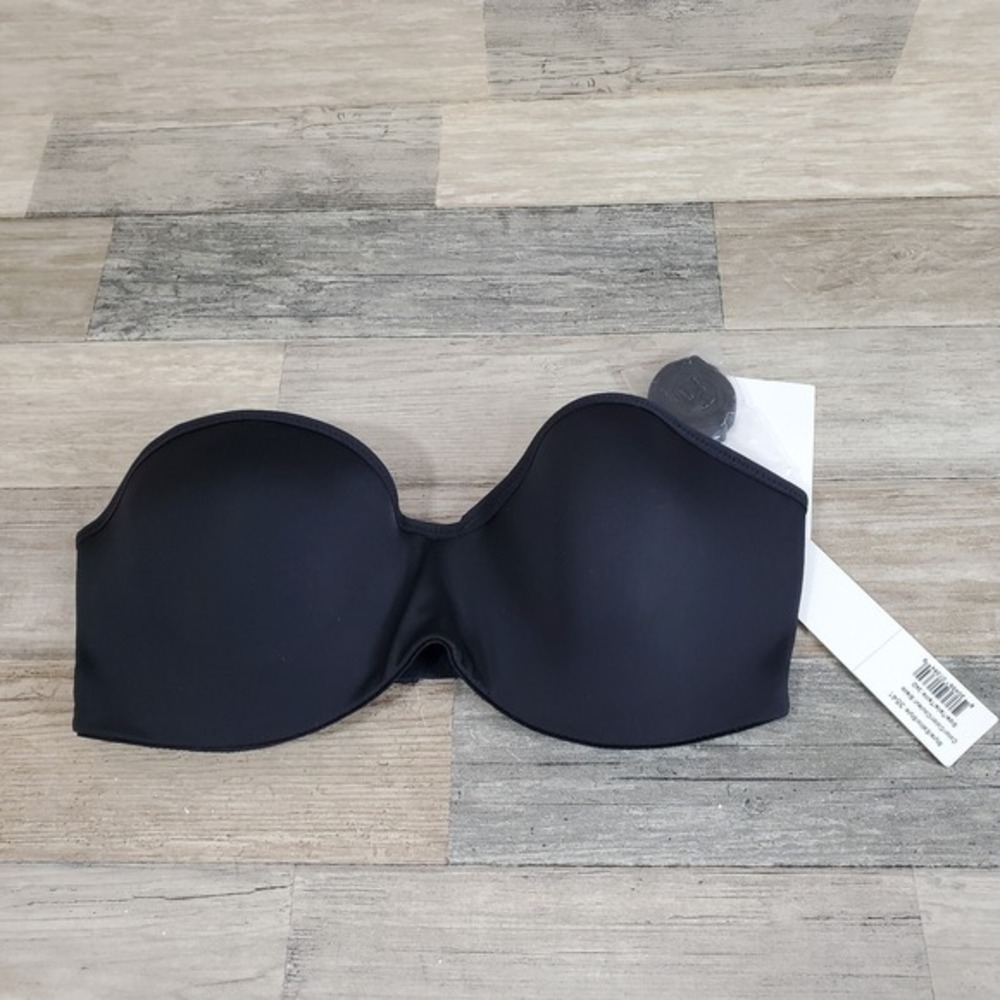Dominique Strapless Bra‎ Sz 34D Underwire Black 3541 NEW NWT